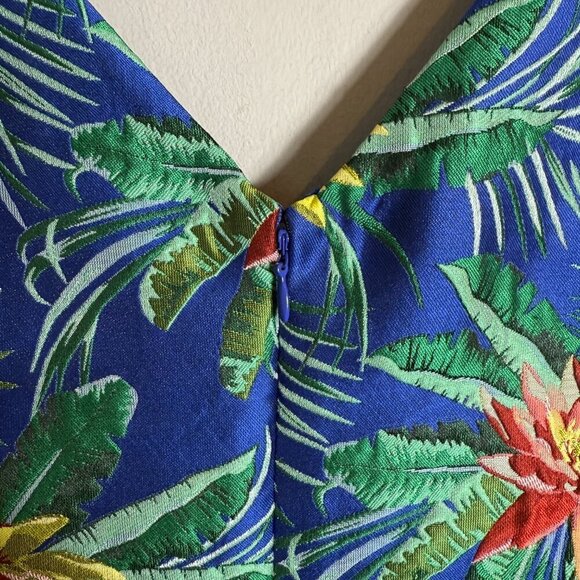 CeCe Havana Fiesta Jacquard Tropical Floral Print Mini Dress Womens 8 Sleeveless - Picture 11 of 14